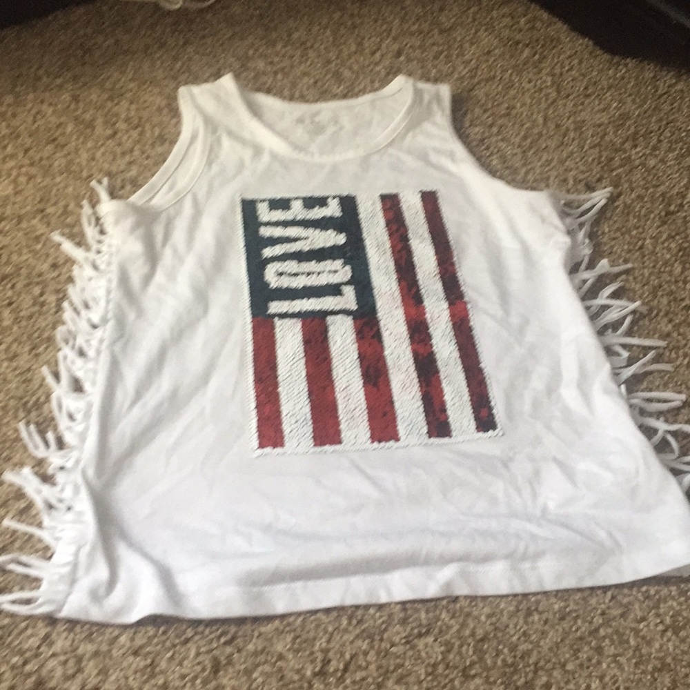 Flip sequined red white and blue tank top